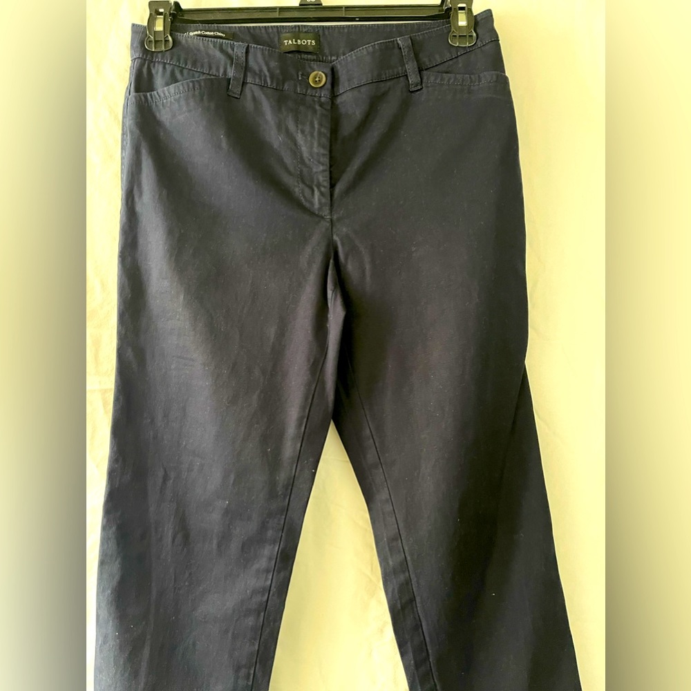TALBOTS WOMEN’S STRETCH COTTON CHINOS - DARK BLUE/NAVY SIZE: 4
